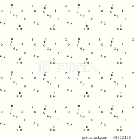 Vector seamless pattern with letters of the alphabet in random order on a white background. Suitable 48512358