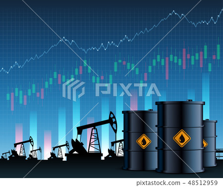 Oil pumps and fuel barrels. Financial graphs Oil pumps and fuel barrels. Financial graphs 48512959