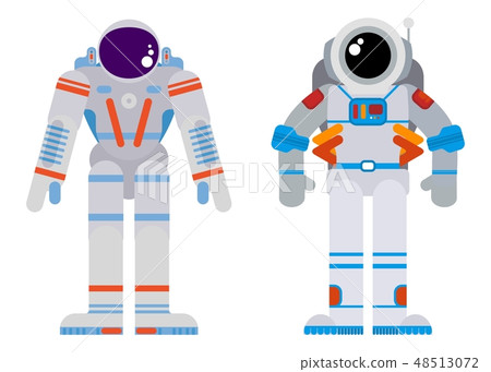 two astronauts in a flat style bright illustration 48513072