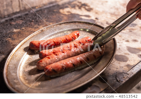 Close up of roasted horse meat sausages 48513542