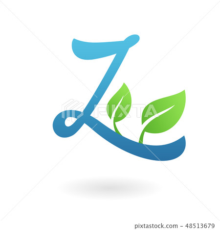 Z letter calligraphic organic logo green leaves - Stock Illustration ...