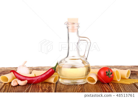 raw pasta and food vegetable isolated at white 48513761