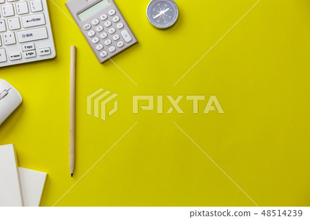 Business objects on yellow background Business objects on yellow background 48514239
