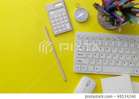 Business objects on yellow background Business objects on yellow background 48514240