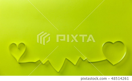 Cardiogram with yellow hearts ribbon Cardiogram with yellow hearts ribbon 48514261