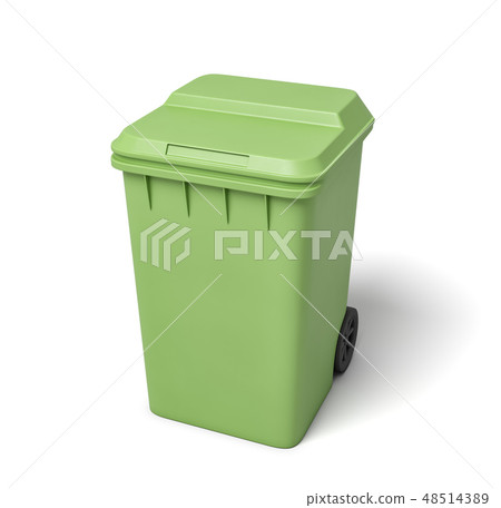 3d rendering of a light-green trash can isolated on white background. 48514389