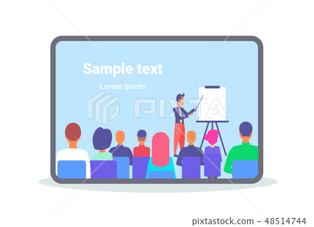 businessman pointing flip chart conference meeting presentation concept business man team leader 48514744