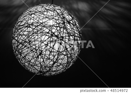 decorative spherical lamp, black and white image 48514972