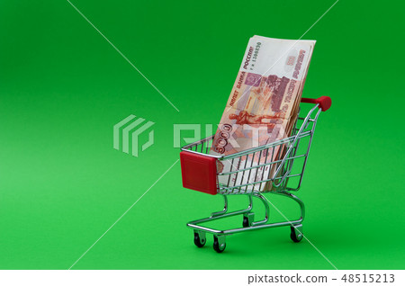 Paper money in a basket shot on chroma key 48515213