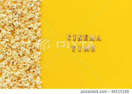 Scattered popcorn border left edge and cinema time Scattered popcorn border left edge and cinema time 48515299