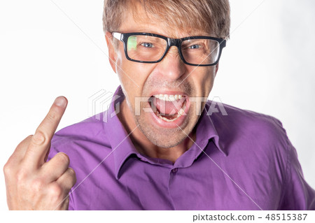 Portrait of a angry man with glasses 48515387