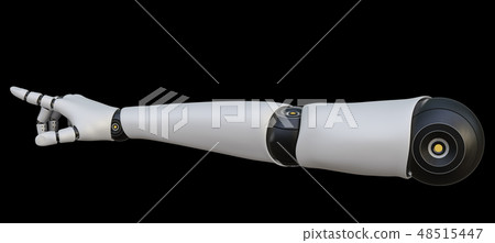 Robot hand pointing index finger, isolated 48515447