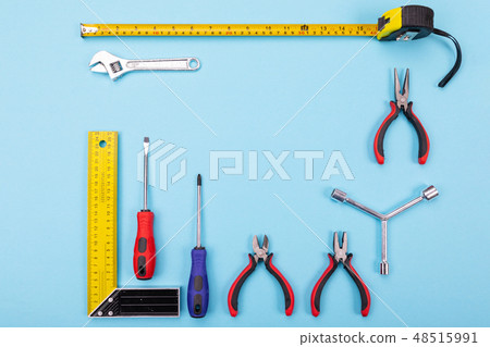 Different construction kit are hanging on background 48515991