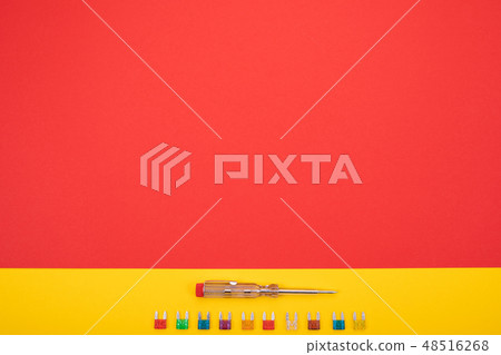 Set of electrical tool on colorful background Set of electrical tool on colorful background 48516268