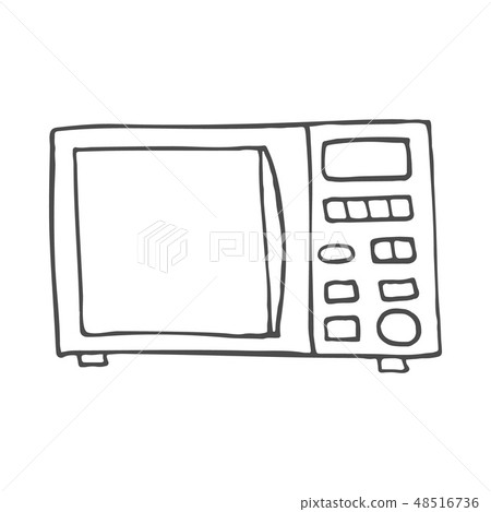 Microwave oven. Cute vector doodle sketch isolated on white, Stock vector