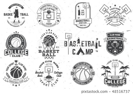 Set of basketball club badge. Vector. Concept for shirt, print, stamp or tee. Vintage typography Set of basketball club badge. Vector. Concept for shirt, print, stamp or tee. Vintage typography 48516737