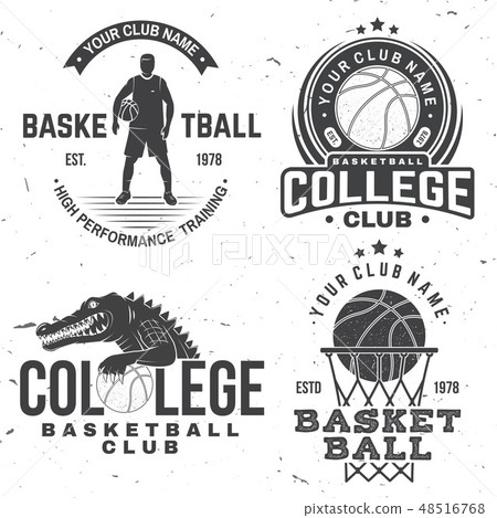 Set of Badge Basketball Logo Design Stock Vector - Illustration of