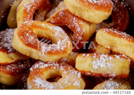 Homemade donuts with powdered sugar 48517188