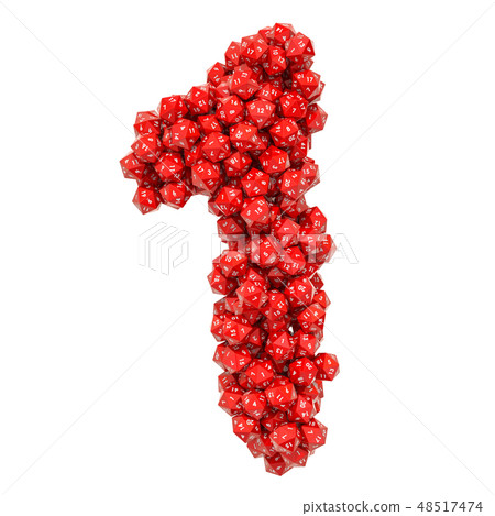 Number 1, from red twenty-sided dice, 3D rendering Number 1, from red twenty-sided dice, 3D rendering 48517474