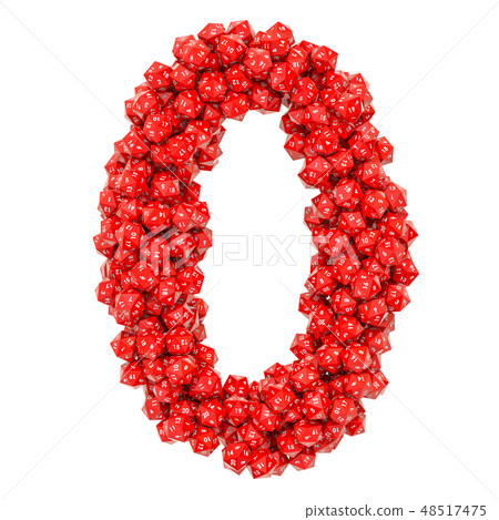 Number 0, from red twenty-sided dice, 3D rendering Number 0, from red twenty-sided dice, 3D rendering 48517475