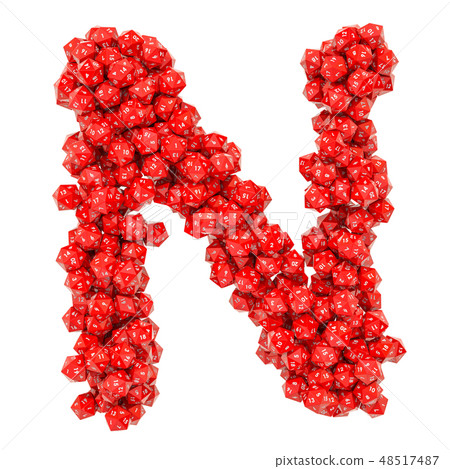 Alphabet letter N from red twenty-sided dice 48517487
