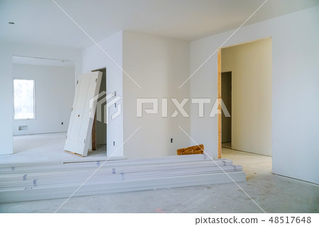 Interior construction of housing project with door Interior construction of housing project with door 48517648