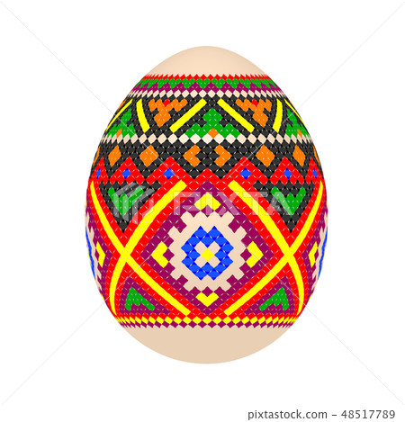easter egg with ukrainian cross-stitch pattern 48517789
