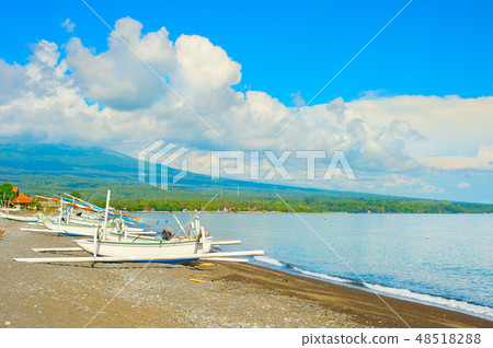 Fishing boats, Bali beach, Agung Fishing boats, Bali beach, Agung 48518288