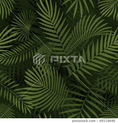 Green tropical leaves. Seamless graphic design with amazing palms leaves Green tropical leaves. Seamless graphic design with amazing palms leaves 48518646