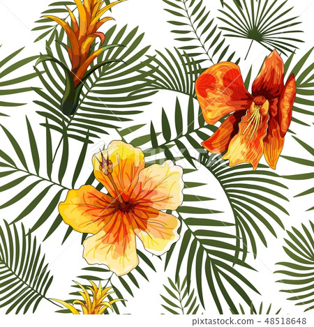 Vector seamless tropical pattern modern bright summer print design Vector seamless tropical pattern modern bright summer print design 48518648
