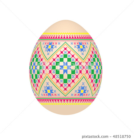 easter egg with ukrainian cross-stitch pattern 48518750