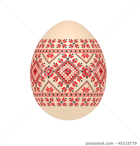 easter egg with ukrainian cross-stitch pattern 48518779