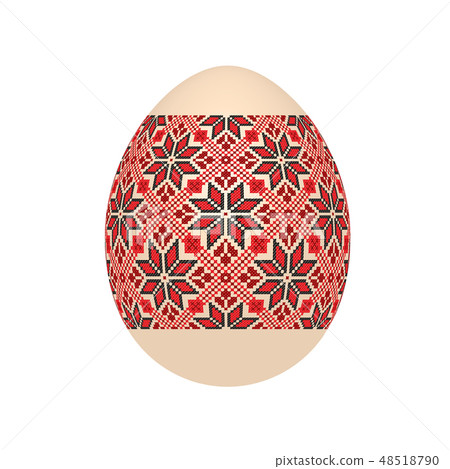 easter egg with ukrainian cross-stitch pattern 48518790
