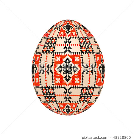 Easter Egg With Ukrainian Cross Stitch Pattern Stock Illustration 48518800 Pixta