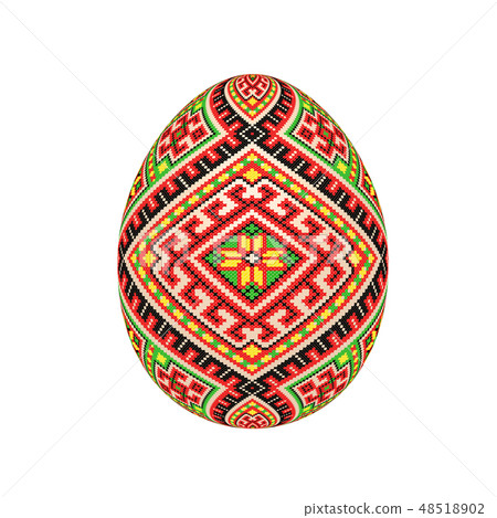 easter egg with ukrainian cross-stitch pattern 48518902