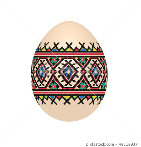 easter egg with ukrainian cross-stitch pattern 48518937