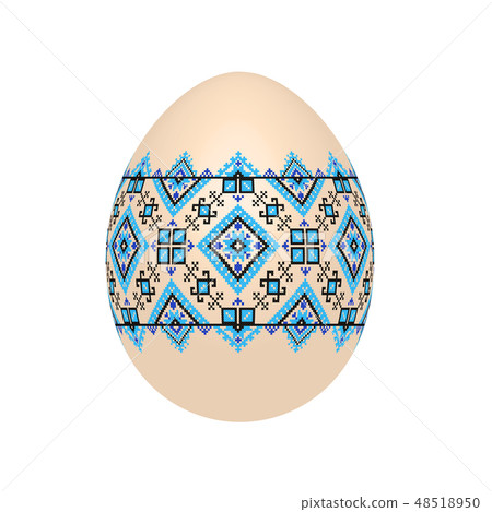 easter egg with ukrainian cross-stitch pattern 48518950