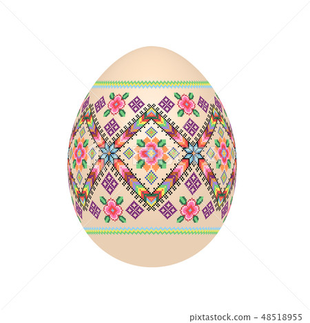 easter egg with ukrainian cross-stitch pattern easter egg with ukrainian cross-stitch pattern 48518955
