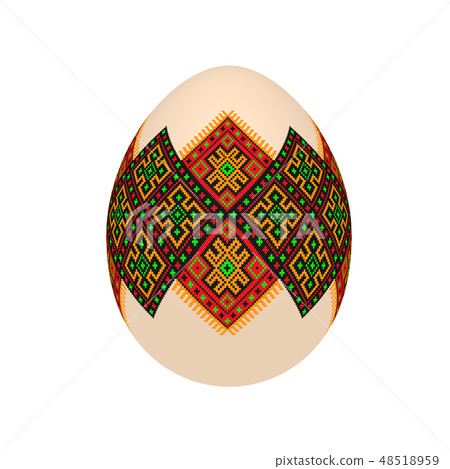 easter egg with ukrainian cross-stitch pattern 48518959