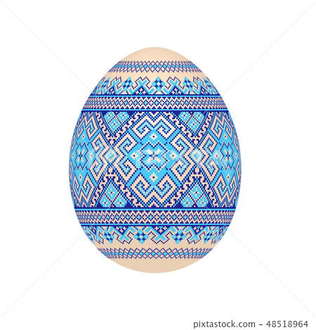 easter egg with ukrainian cross-stitch pattern 48518964