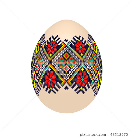 easter egg with ukrainian cross-stitch pattern 48518970