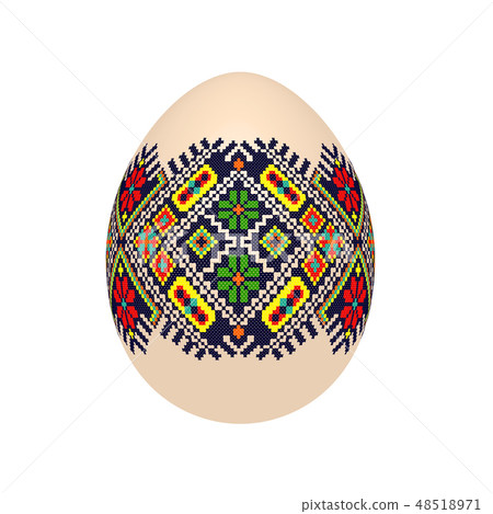 easter egg with ukrainian cross-stitch pattern easter egg with ukrainian cross-stitch pattern 48518971