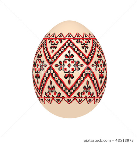 easter egg with ukrainian cross-stitch pattern 48518972