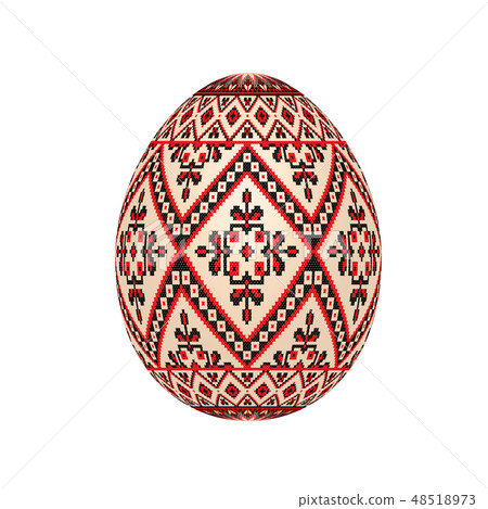 easter egg with ukrainian cross-stitch pattern 48518973