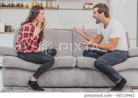 Negative emotions are a couple of concepts. A husband and wife, asserting and shouting expressive 48519461