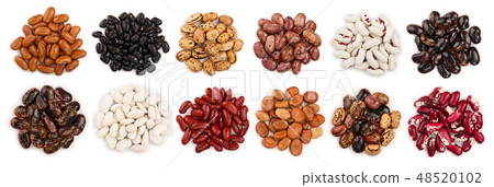 mix legumes isolated on white background. Top view. Flat lay 48520102