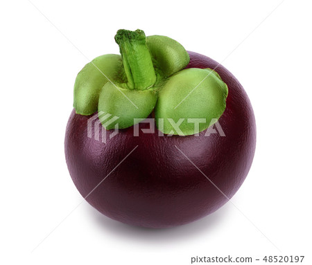 ripe mangosteen isolated on white background closeup 48520197