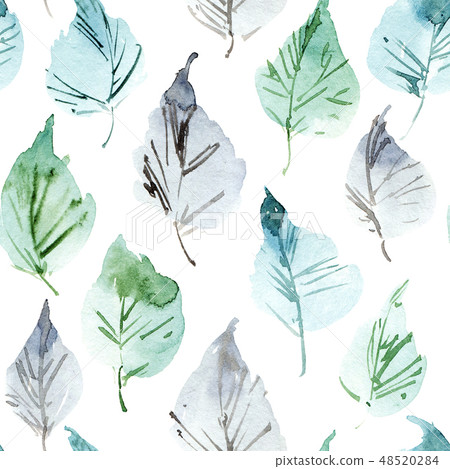 Foliate watercolor pattern Foliate watercolor pattern 48520284