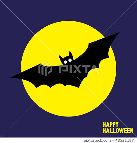 Happy Halloween card with flying bat 48521197