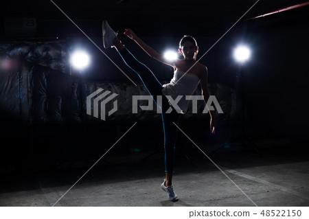 Asian Fitness woman warm up ballet dance stretch Asian Fitness woman warm up ballet dance stretch 48522150